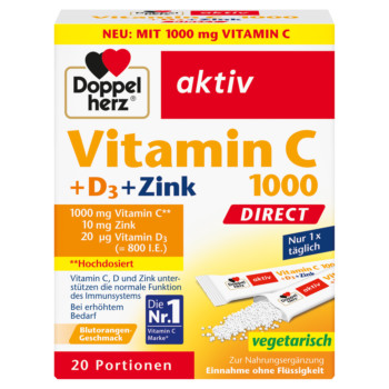 DOPPELHERZ Vitamin C 1000+D3+Zink DIRECT Pellets